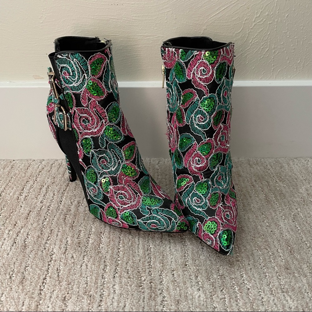 Sequin Embroided Booties - Picture 2 of 7